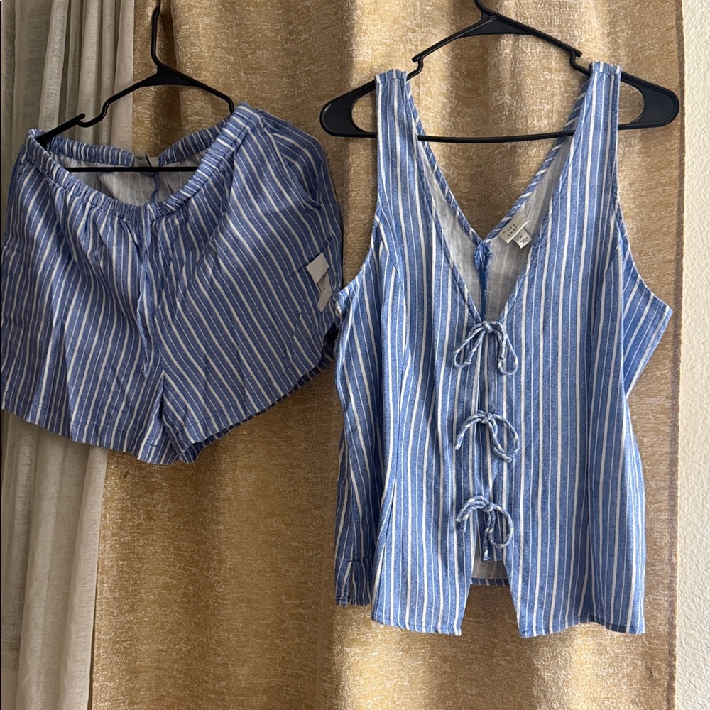 a new day Blue and White Striped Set